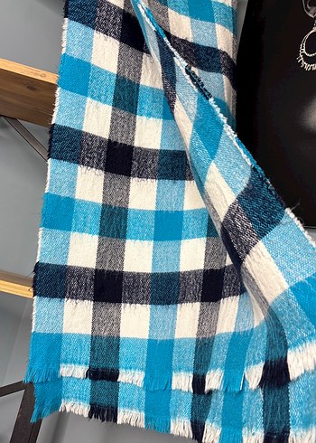 Kadın Mavi Örgü Bohem Şal - Görsel 3