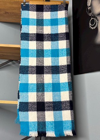 Kadın Mavi Örgü Bohem Şal - Görsel 2