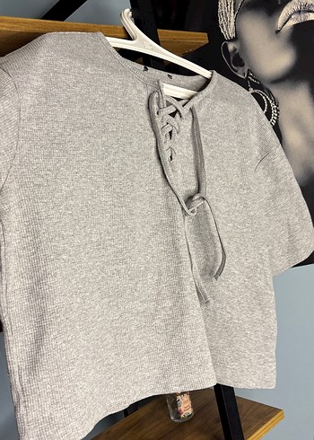 Gri Kısa Kollu Örgü Kadın Kazak - Görsel 3