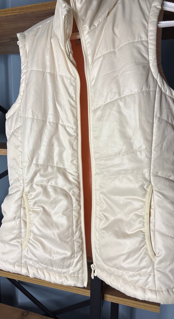 Kadın Beyaz Fermuarlı Yelek - Görsel 2