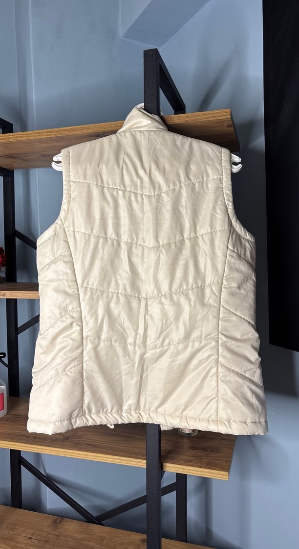 Kadın Beyaz Fermuarlı Yelek - Görsel 5