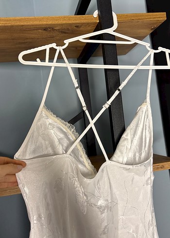 Beyaz Askılı mini Gecelik - Görsel 6