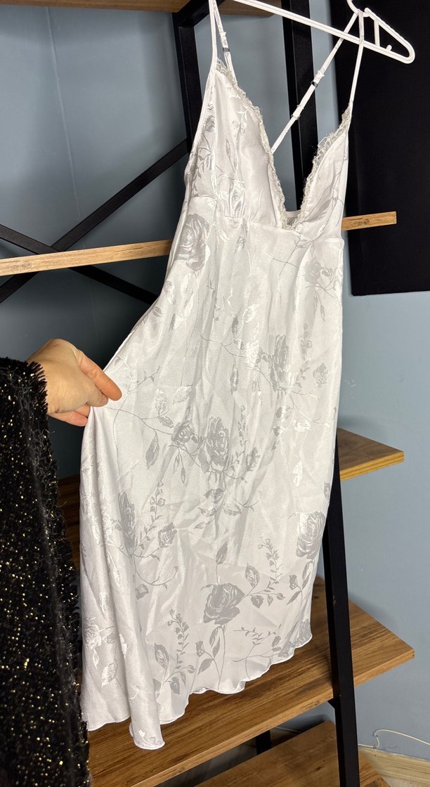 Beyaz Askılı mini Gecelik - Görsel 5