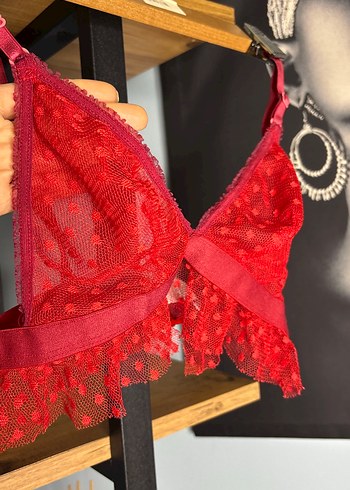 Kırmızı Bohem Mini Dantelli Sütyen - Görsel 2