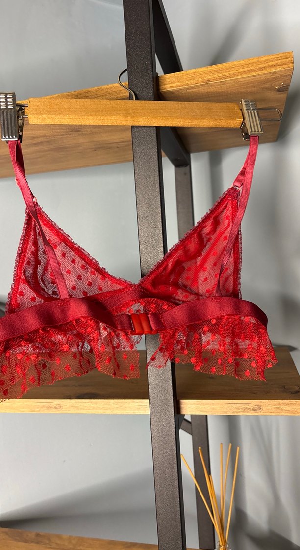 Kırmızı Bohem Mini Dantelli Sütyen - Görsel 4