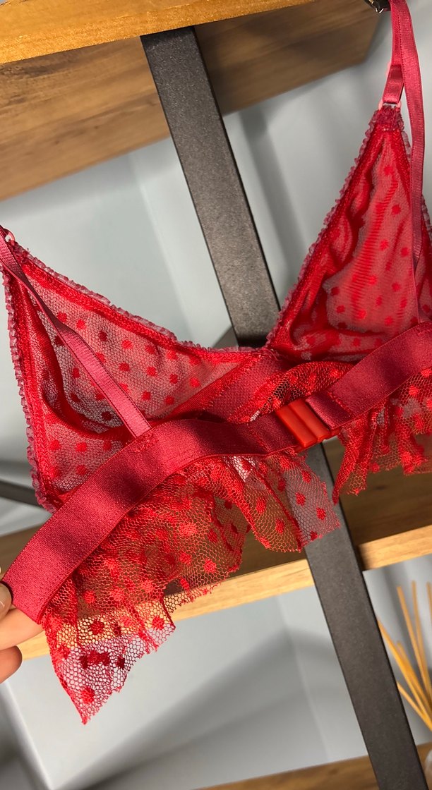 Kırmızı Bohem Mini Dantelli Sütyen - Görsel 5