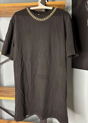 Siyah Zincir Detaylı Midi Keten Elbise - Görsel 4