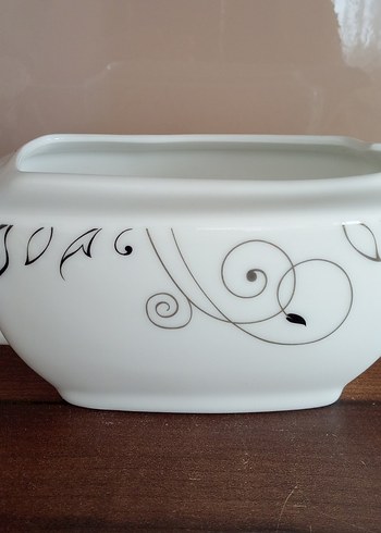 Gri desenli beyaz seramik sosluk
