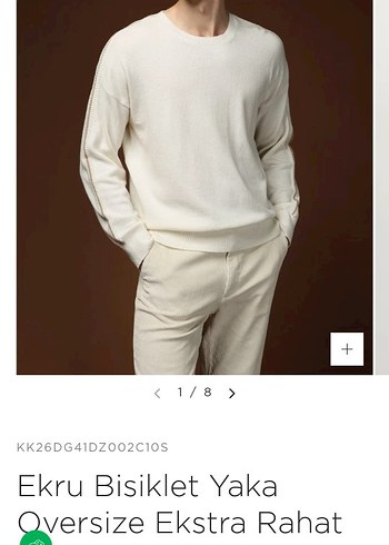 Erkek Beyaz Keten Yuvarlak Yaka Kazak - Görsel 2