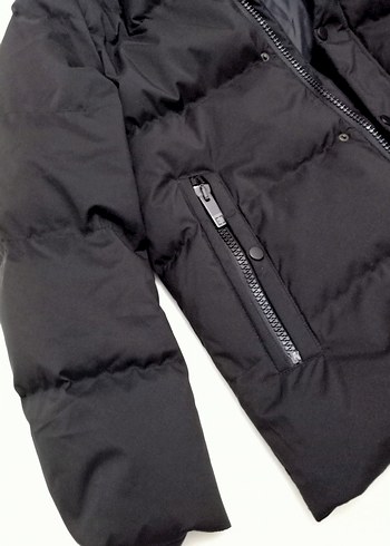 Kürklü Detaylı Siyah Kısa Erkek Mont - Görsel 8