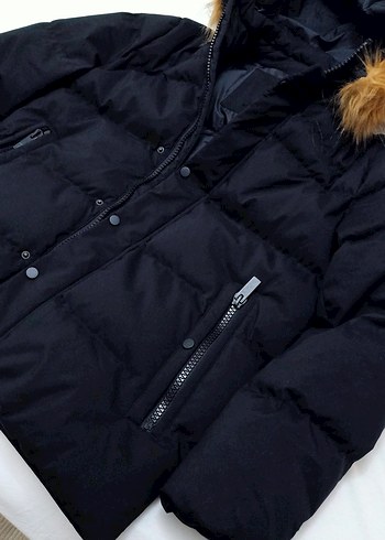 Kürklü Detaylı Siyah Kısa Erkek Mont - Görsel 4