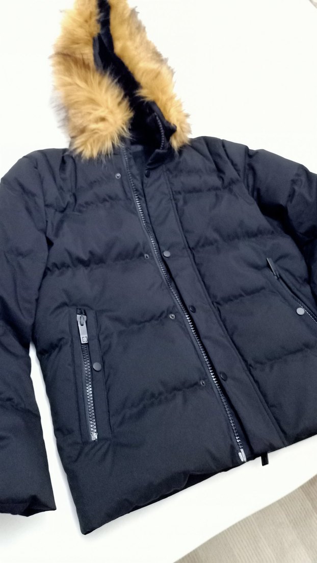 Kürklü Detaylı Siyah Kısa Erkek Mont - Görsel 2