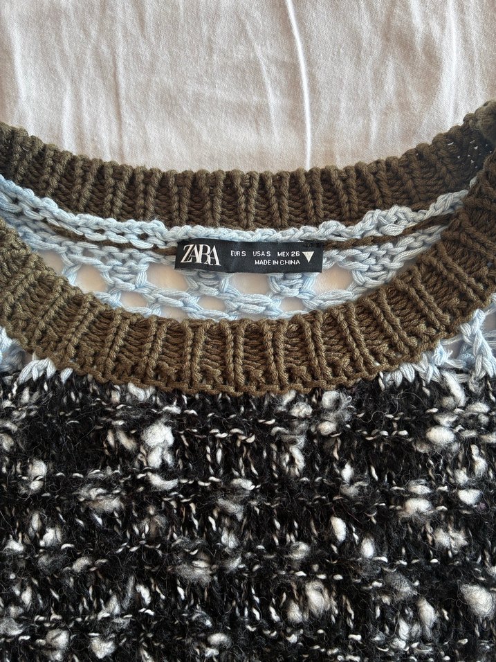 Örgü Bohem Çok Renkli Kolsuz Kazak - Görsel 2