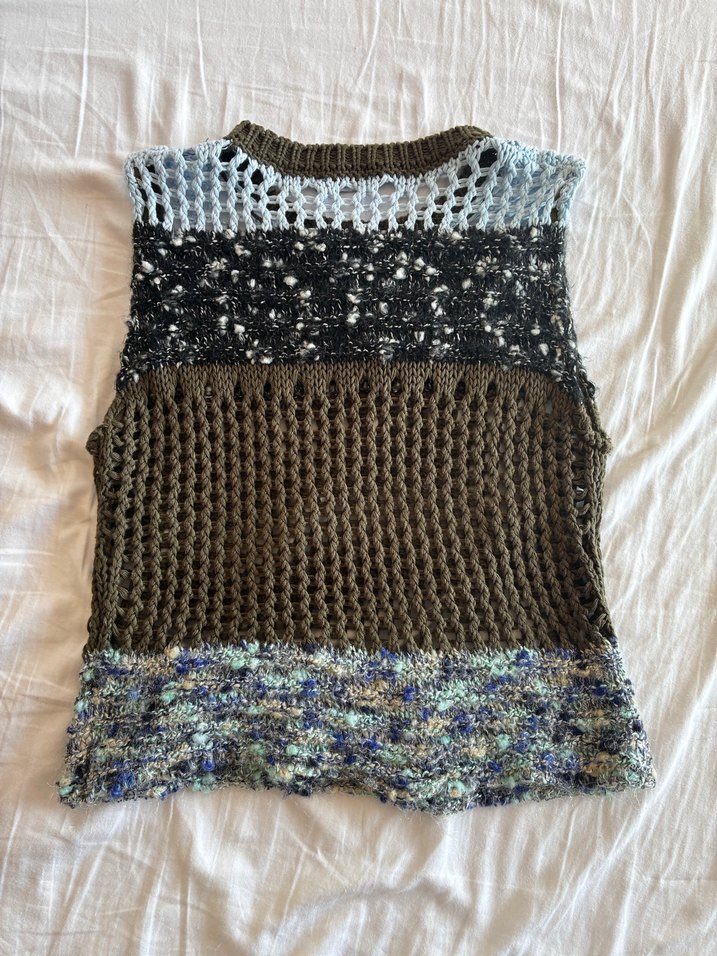 Örgü Bohem Çok Renkli Kolsuz Kazak - Görsel 3