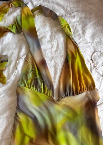 Kadın Çok Renkli Drapeli Uzun Elbise - Görsel 6