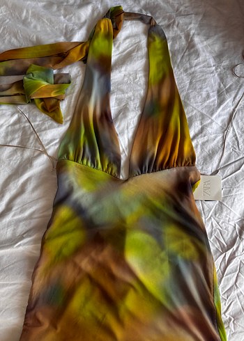 Kadın Çok Renkli Drapeli Uzun Elbise - Görsel 5