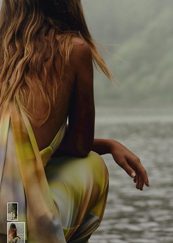 Kadın Çok Renkli Drapeli Uzun Elbise - Görsel 3