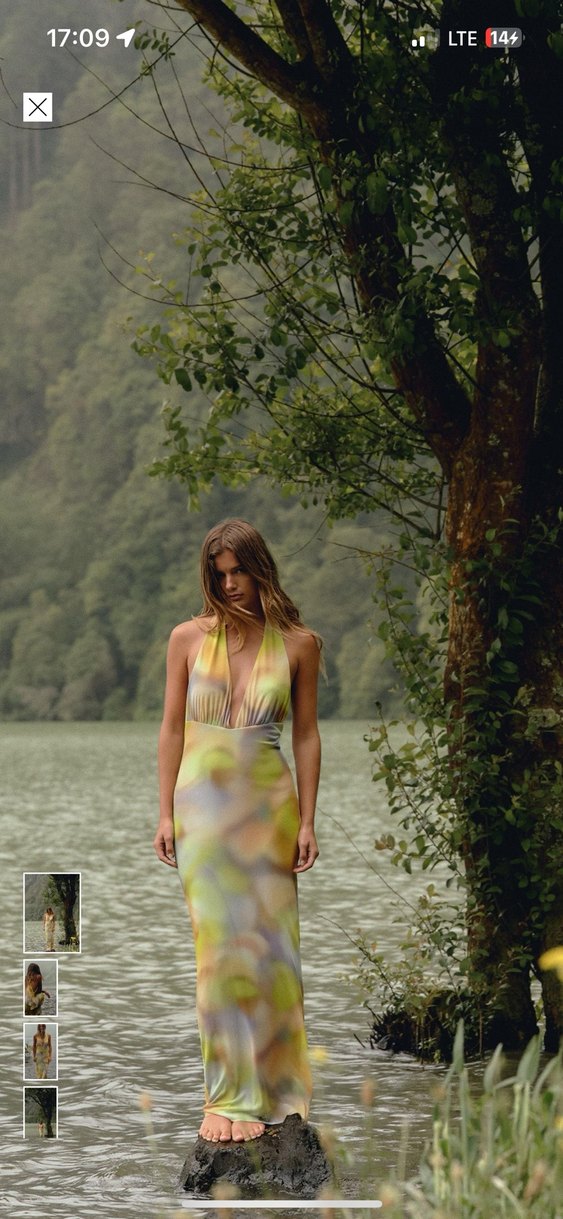 Kadın Çok Renkli Drapeli Uzun Elbise - Görsel 4