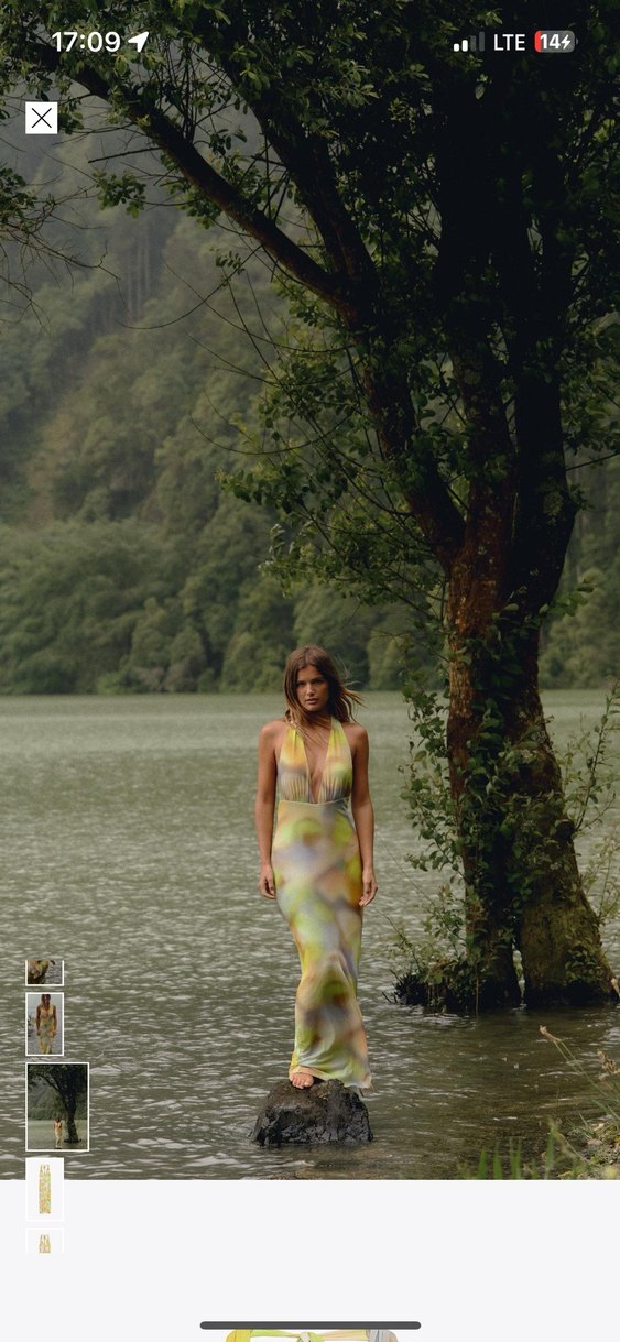 Kadın Çok Renkli Drapeli Uzun Elbise - Görsel 2