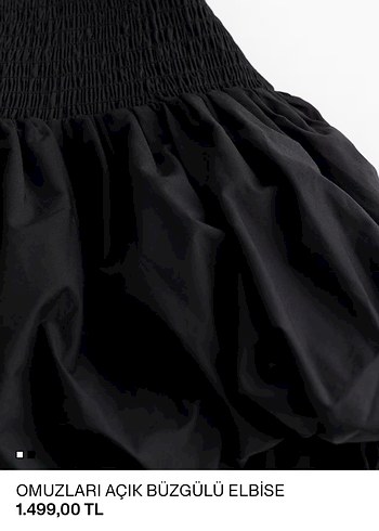 Omuzları Açık Siyah Büzgülü Midi Elbise - Görsel 2