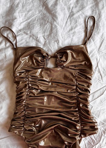 Drapeli İp Askılı Kadın Body - Görsel 3