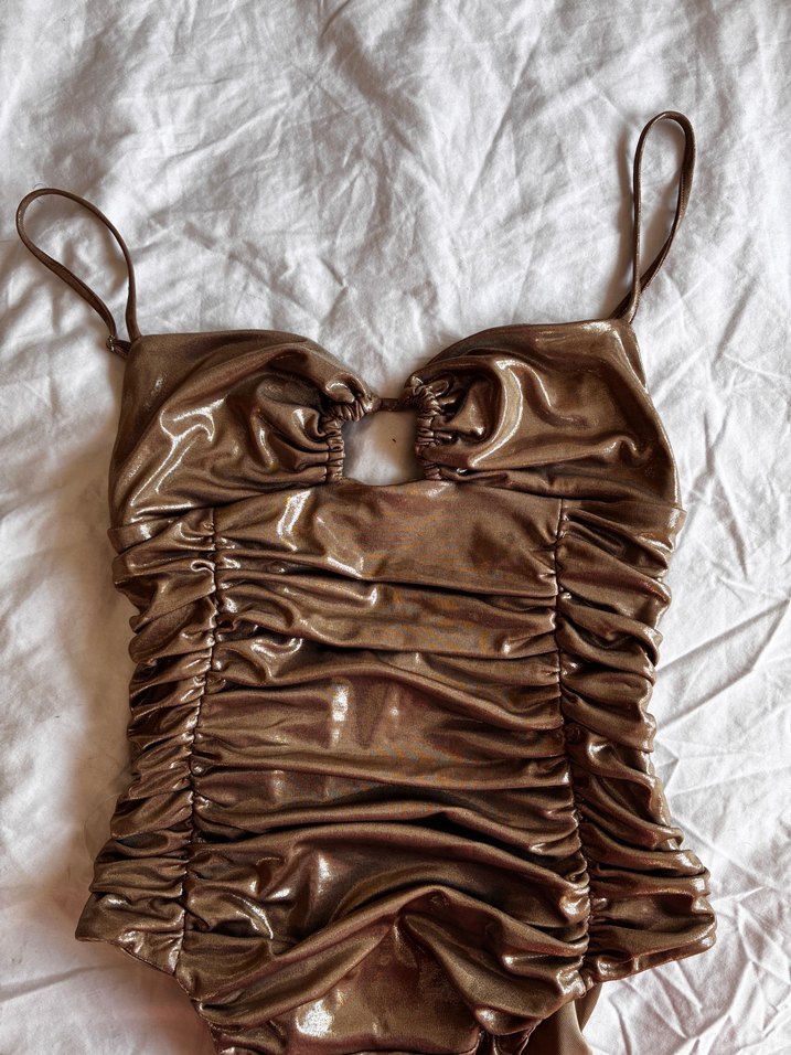 Drapeli İp Askılı Kadın Body - Görsel 3