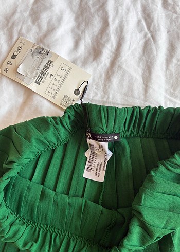 Kadın Yeşil Pilili Midi Kumaş Pantolon - Görsel 3