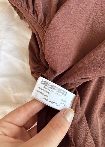 Kısa Kollu Kahverengi Kadın Bluz - Görsel 9