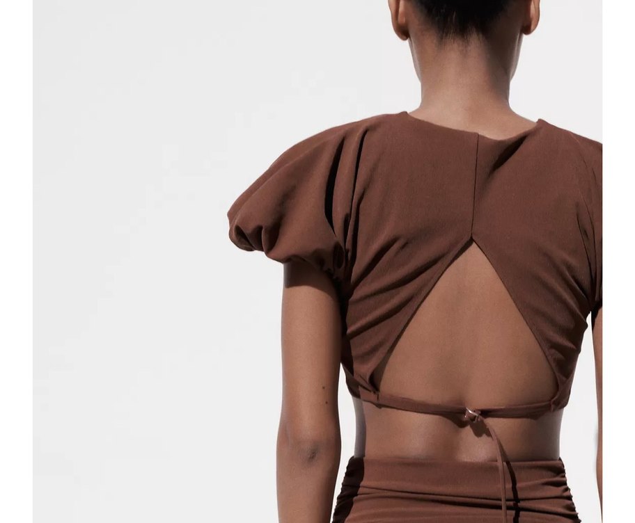 Kısa Kollu Kahverengi Kadın Bluz - Görsel 4