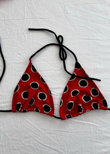 Kırmızı Puantiyeli Mini Bikini Üstü
