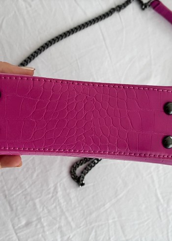 Pembe Deri Desenli Kadın Çanta - Görsel 3