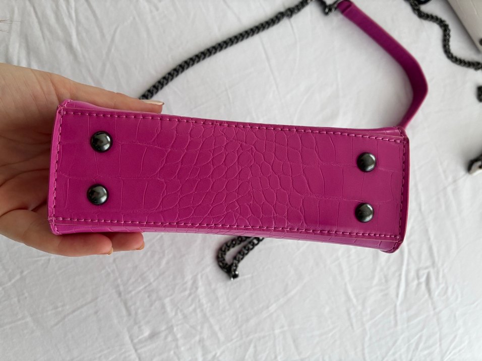 Pembe Deri Desenli Kadın Çanta - Görsel 3