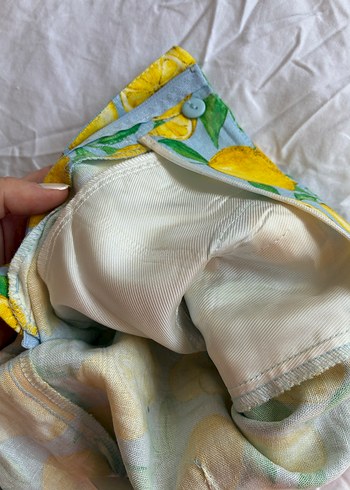 ZARA LİMON DESENLİ KETEN ŞORT - Görsel 7