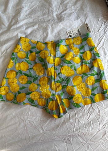 ZARA LİMON DESENLİ KETEN ŞORT - Görsel 5
