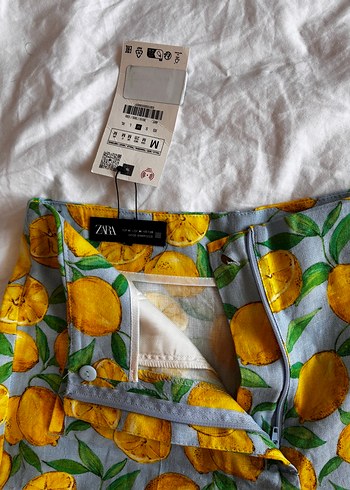 ZARA LİMON DESENLİ KETEN ŞORT - Görsel 3