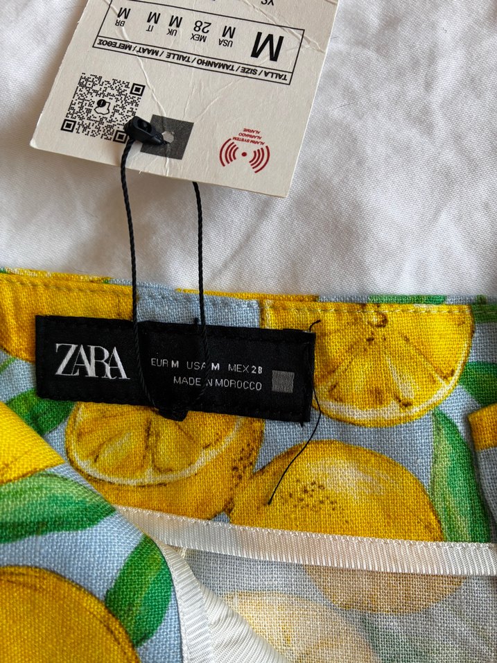 ZARA LİMON DESENLİ KETEN ŞORT - Görsel 4
