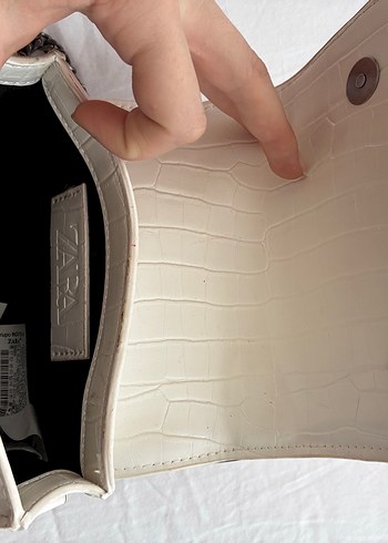 Zincir Detaylı Beyaz Deri Kadın Çanta - Görsel 6