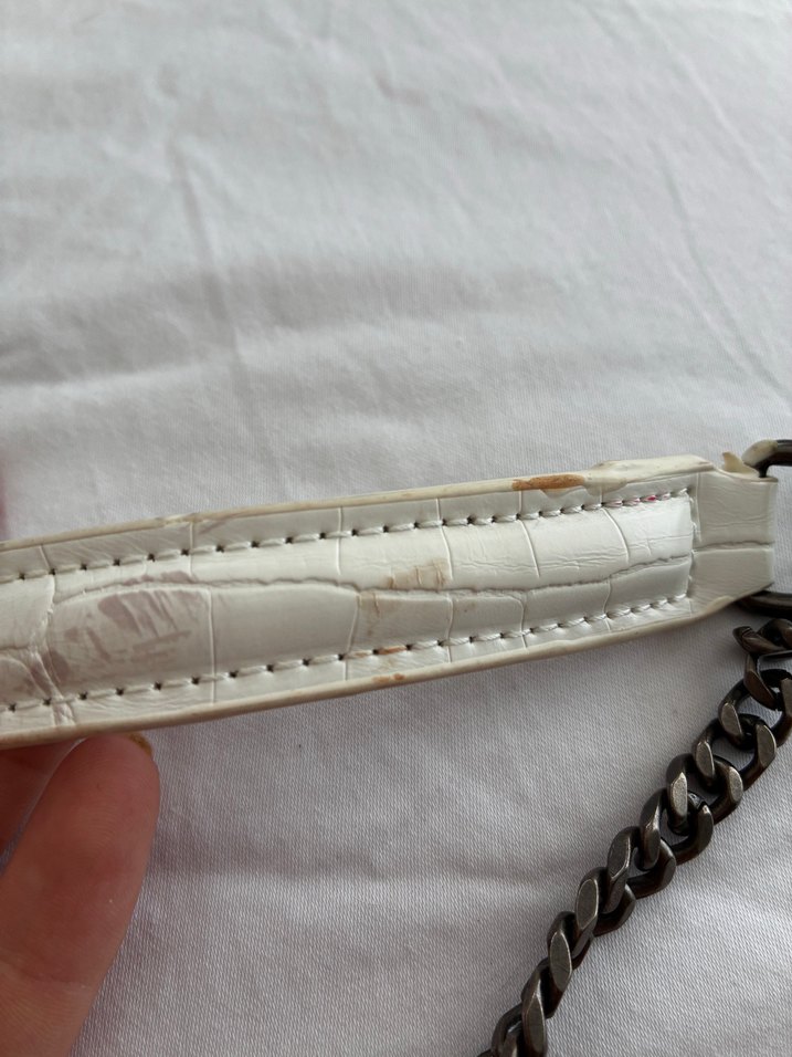 Zincir Detaylı Beyaz Deri Kadın Çanta - Görsel 2