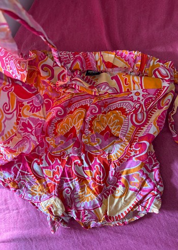 Bohem Renkli Mini Bağlamalı Etek - Görsel 3