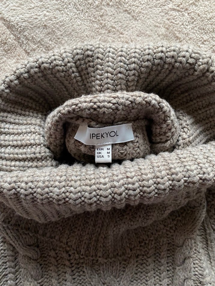 Gri Bohem Boğazlı Örgü Kadın Kazak - Görsel 2