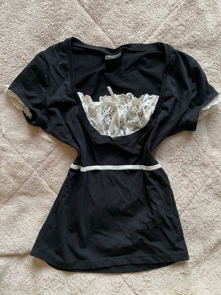 Dantel Detaylı Siyah crop - Görsel 2