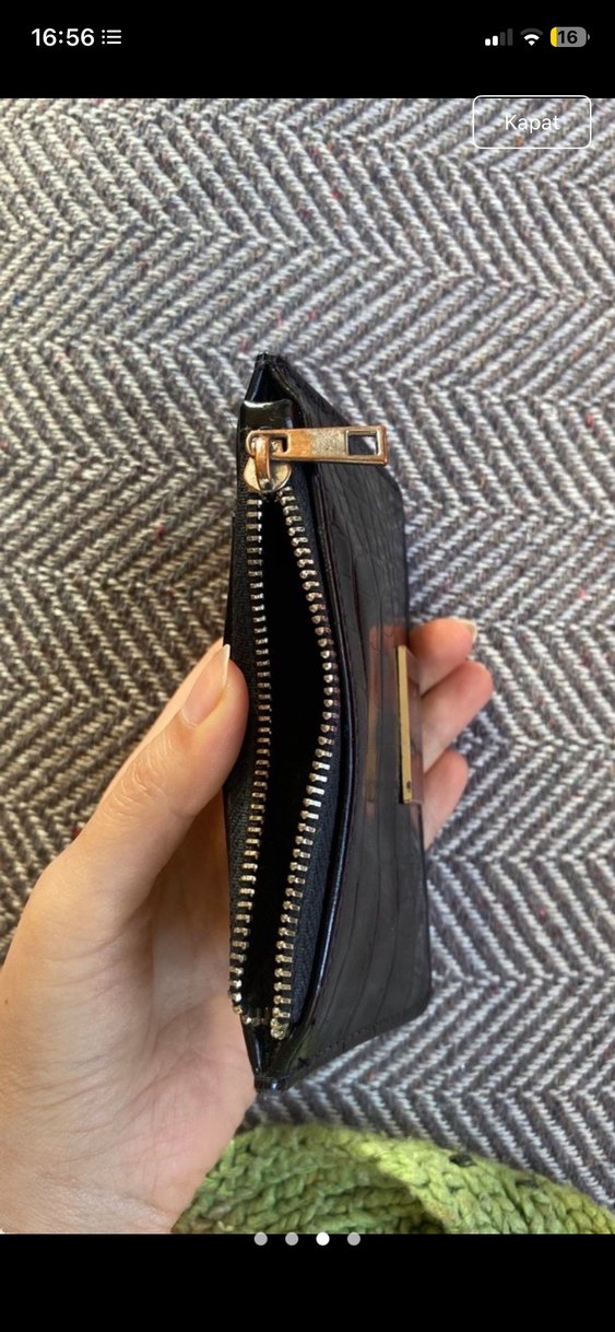 Siyah Deri Yılan Desenli Kadın Cüzdanı - Görsel 3
