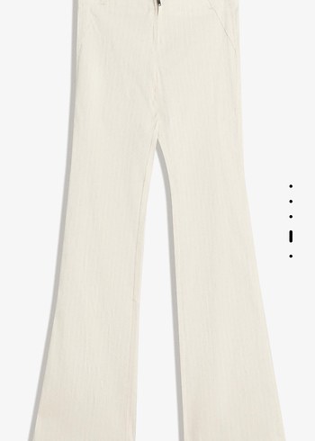 Beyaz Kadın Denim İspanyol Paça Pantolon - Görsel 3