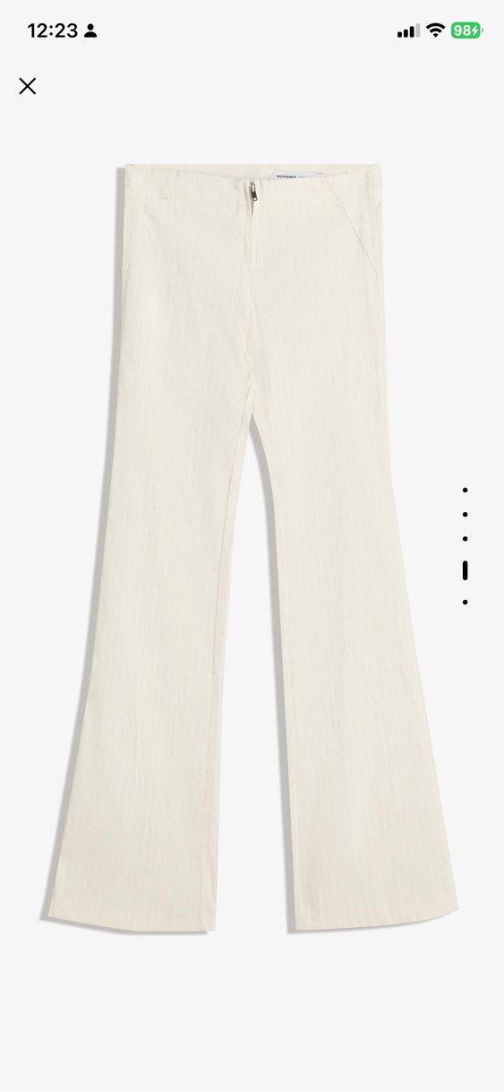 Beyaz Kadın Denim İspanyol Paça Pantolon - Görsel 3