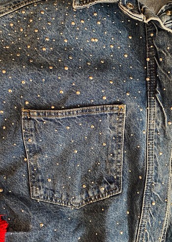 Mavi Taş İşlemeli Kadın Denim Ceket - Görsel 3