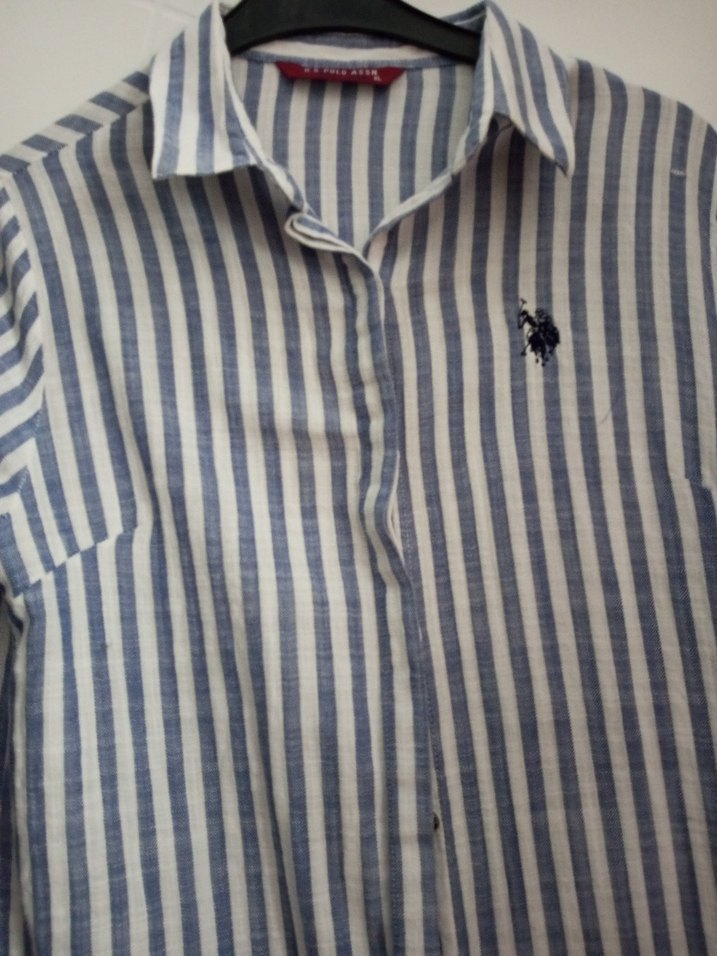 Çizgili Uzun Kollu Kadın Keten Gömlek - Görsel 3