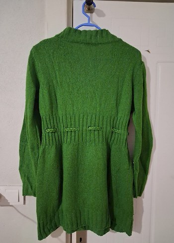 Yeşil V Yaka Örgü Kadın kazak mini tunik - Görsel 6