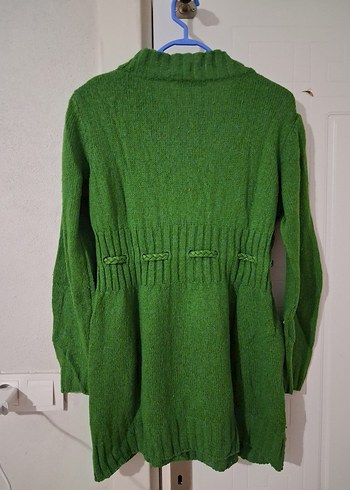 Yeşil V Yaka Örgü Kadın kazak mini tunik - Görsel 5