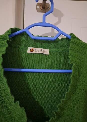 Yeşil V Yaka Örgü Kadın kazak mini tunik - Görsel 4