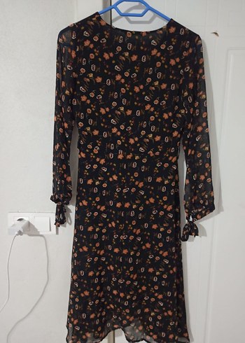 Siyah V Yaka Bohem Midi Elbise - Görsel 4